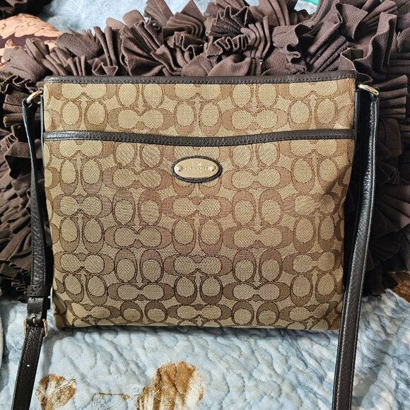 Coach File Bag Crossbody In Signature Monogram Jacquard Purse - Picture 1 of 10